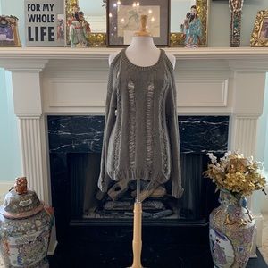 Fabulous shabby chic designer olive drab sweater